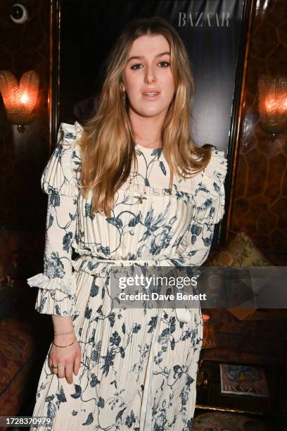 Honor Swinton Byrne attends the Harper's Bazaar Art Party, supported by Jaguar, on October 10, 2023 in London, England.