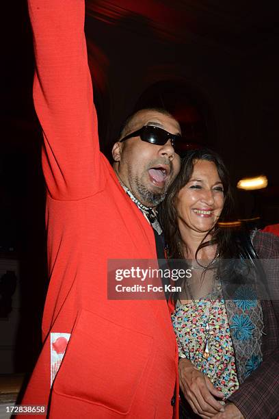 Fashion designer Karim Bonnet from 'Impasse De La Defense' and a guest,attend the 'Invisible Tour' Marc By Marc Jacobs Party At Le Trianon on July 4,...