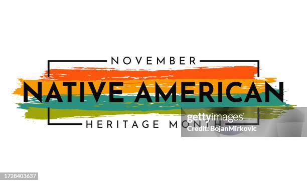 ilustrações, clipart, desenhos animados e ícones de cartão do mês da herança nativa americana, novembro. vetor - cultura tribal americana