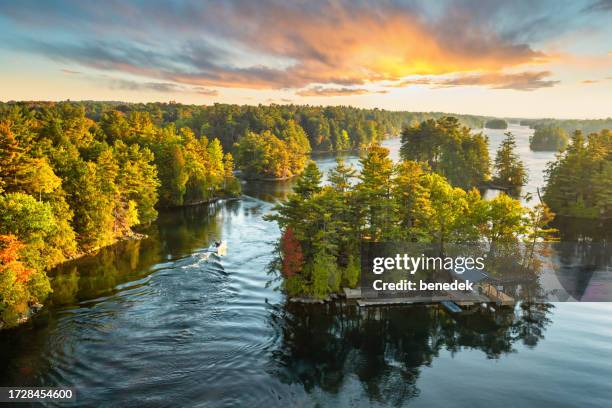 thousand islands 1000 sunset - river st lawrence stock pictures, royalty-free photos & images