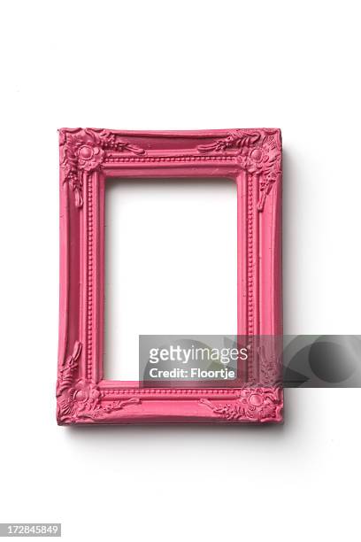 picture frames: pink frame - painting frame stock pictures, royalty-free photos & images