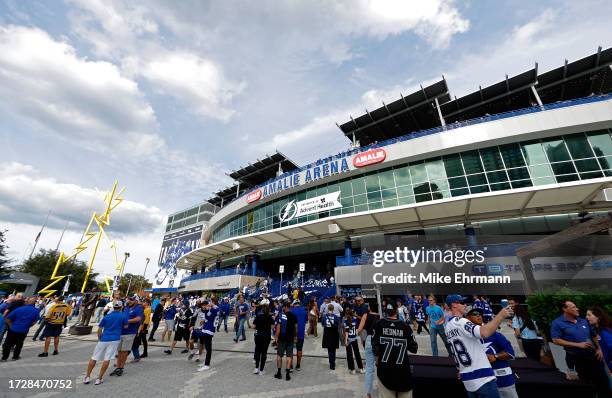 General view of Amalie Arena during the opening night game between the Tampa Bay Lightning and the Nashville Predators at Amalie Arena on October 10,...