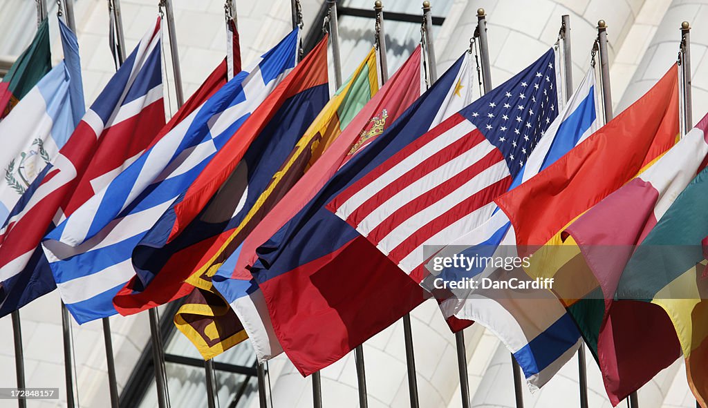 US Flag with International Flags XXL