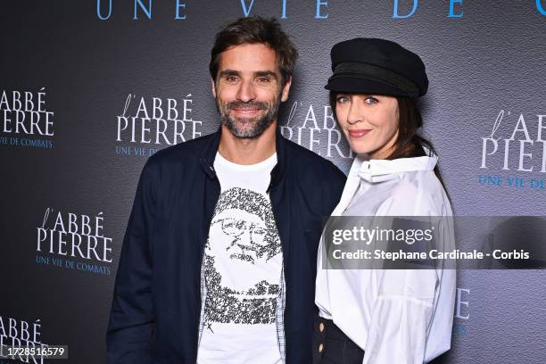 Arnaud Clement and Nolwenn Leroy attend the "L'Abbe Pierre, Une Vie De Combats" Premiere at Cinema UGC Normandie on October 10, 2023 in Paris, France.