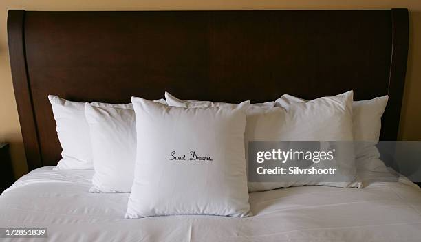 sweet dreams embroidered on pillows. - romance cover stock pictures, royalty-free photos & images