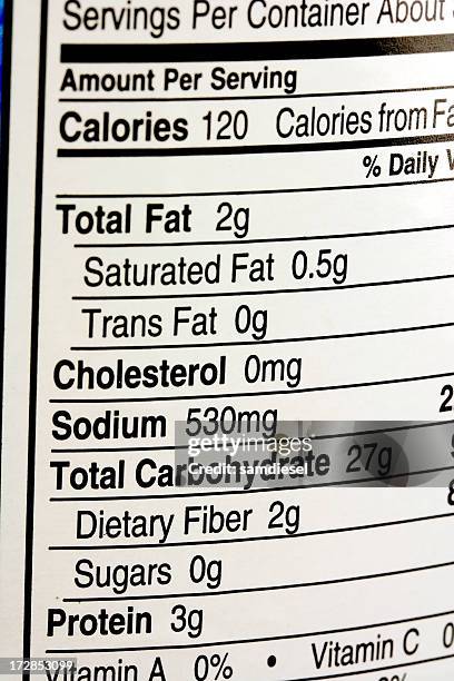 nutrition label - sodium stock pictures, royalty-free photos & images