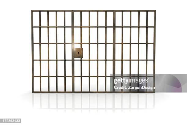 jailhouse bars against a white background - security screen stock pictures, royalty-free photos & images