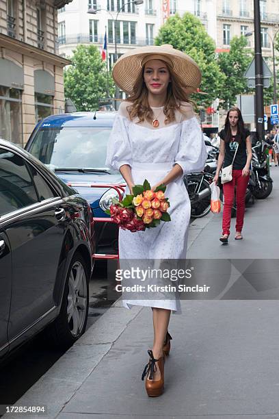 Guest on day 2 of Paris Collections: Womens Haute Couture on July 02, 2013 in Paris, France.