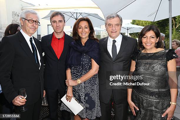 Didier Grumbach, Raf Simons, Katia Toledano, Sidney Toledano and Anne Hidalgo attend the Chambre Syndicale de la Haute Couture cocktail party at...