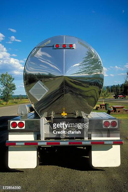 reflection in semi-truck - oil tanker stock pictures, royalty-free photos & images