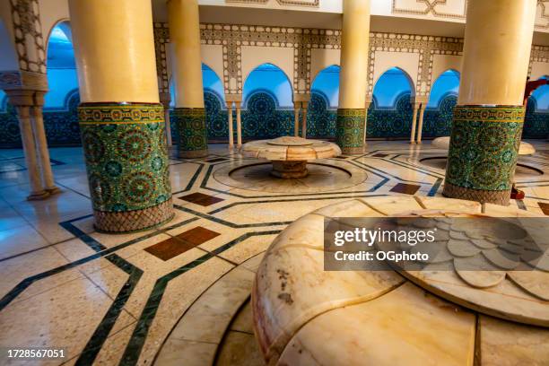 interior of the hassan ii mosque in casablanca, morocco. ablution room. - casablanca morocco stock pictures, royalty-free photos & images
