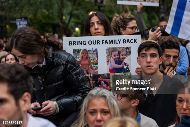 Thousands attend a 'New York Stands With Israel' vigil and rally on October 10, 2023 in New York City. Around the country and world, supporters of...