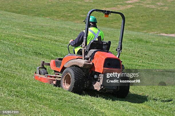 riding mower - riding lawnmower stock pictures, royalty-free photos & images