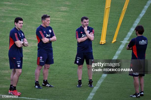 Chile's Argentine coach Eduardo Berizzo, conducts a training session at the Monumental stadium in Maturin, Monagas State, Venezuela, on October 16 on...