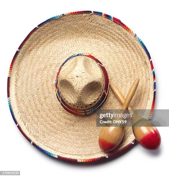 hat & maracas - maracas instrument stock pictures, royalty-free photos & images