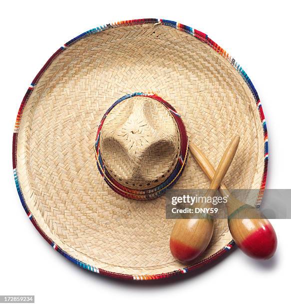 hat & maracas - sombrero stock pictures, royalty-free photos & images