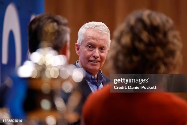 Craig Tiley, Australian Open Tournament Director and CEO of Tennis Australia speaks with Samantha Stosur and Todd Woodbridge during the Australian...