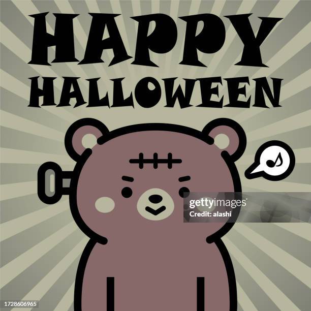 ilustrações, clipart, desenhos animados e ícones de design de personagem bonito de halloween de um pequeno urso zumbi - articulação de animal