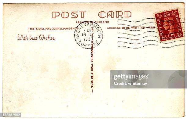 king george vi stamped postcard 1953 - holiday postcard stock pictures, royalty-free photos & images