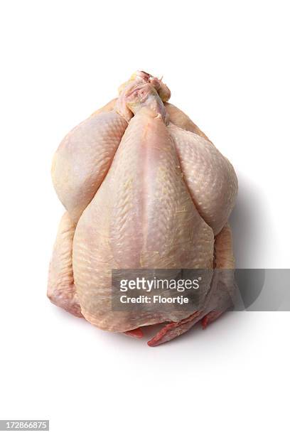 poultry: raw chickenn isolated on white background - raw stock pictures, royalty-free photos & images