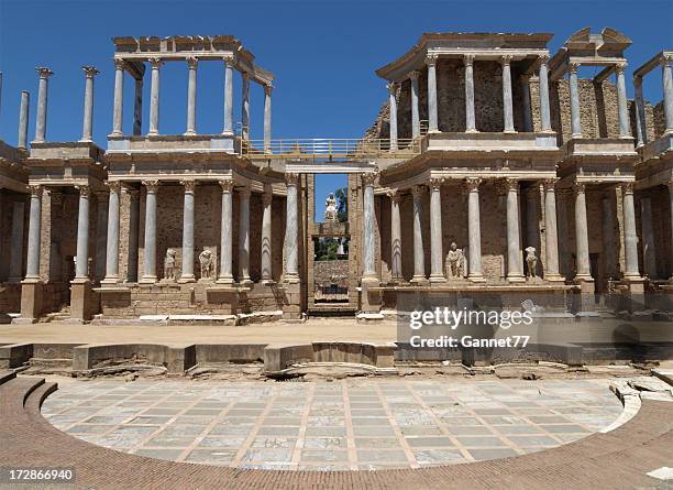 roman theatre at merida, spain - merida spain stock pictures, royalty-free photos & images