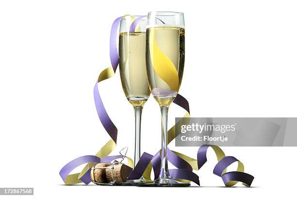 drinks: champagne - champagne flute white background stock pictures, royalty-free photos & images