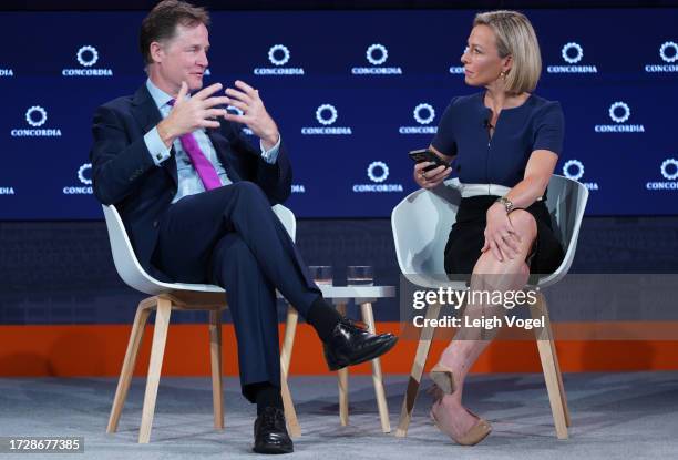 President, Global Affairs, Meta President, Global Affairs, Meta The Rt. Hon. Nick Clegg and TV anchor, Bloomberg LP Caroline Hyde speaks during the...