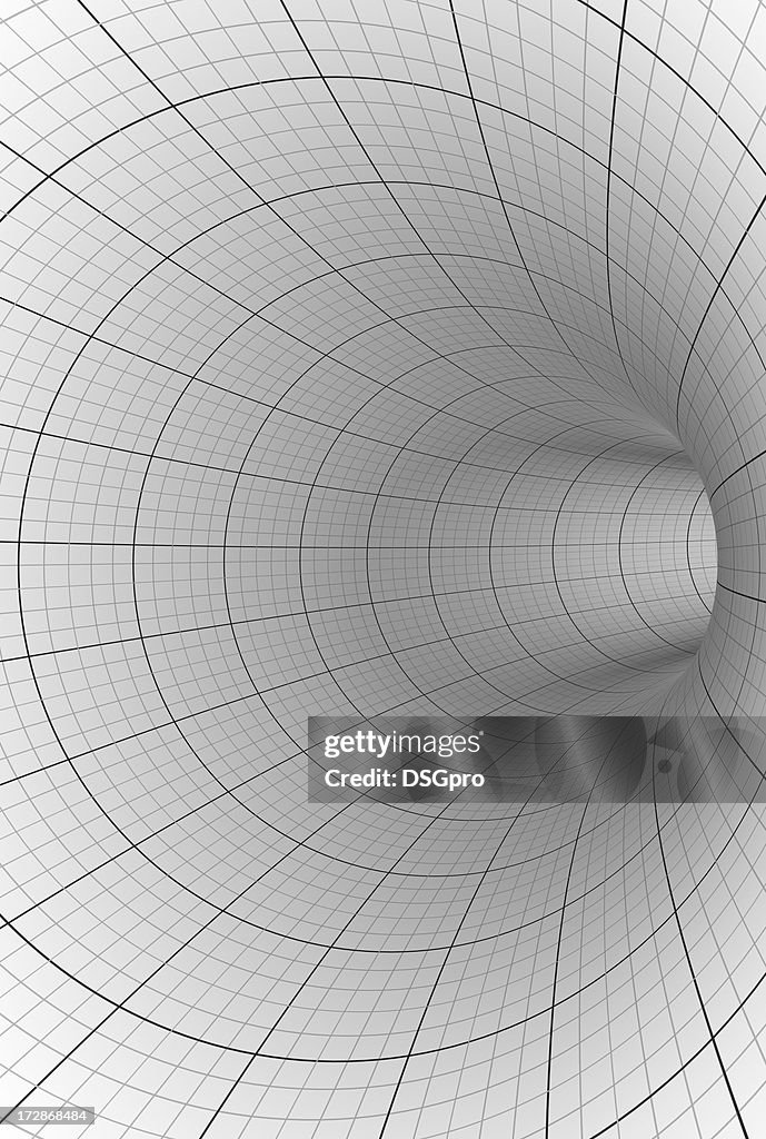 Abstract grey and white tunnel background