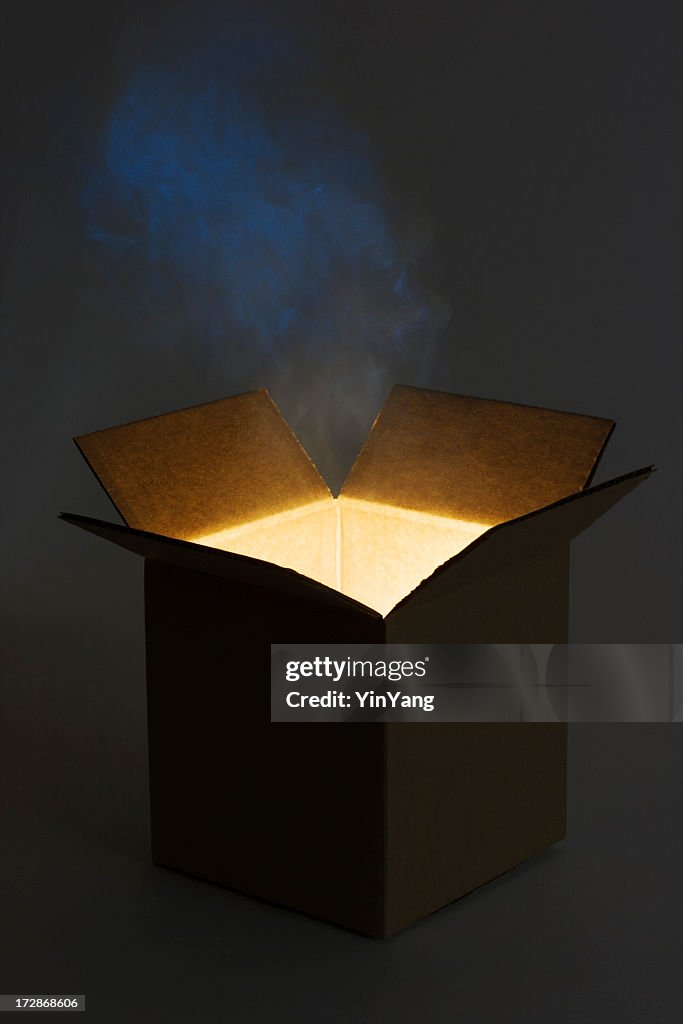 Pandora Box Open with Mysterious Glowing Magic Gift