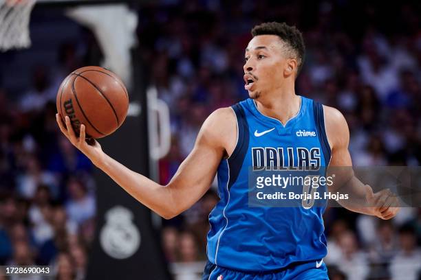 Dante Exum of Real Madrid during Exhibition match between Real Madrid and Dallas Mavericks at WiZink Center on October 10, 2023 in Madrid, Spain.