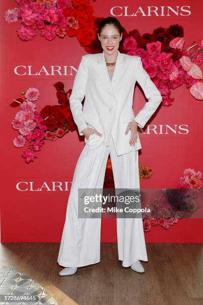 Coco Rocha attends a cocktail party to celebrate Clarins Best Of Beauty Products on October 10, 2023 in New York City.
