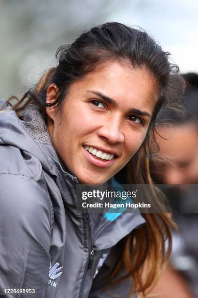 Chloe Knott looks on during a Wellington Phoenix A-League Women media opportunity at NZCIS on October 11, 2023 in Wellington, New Zealand.