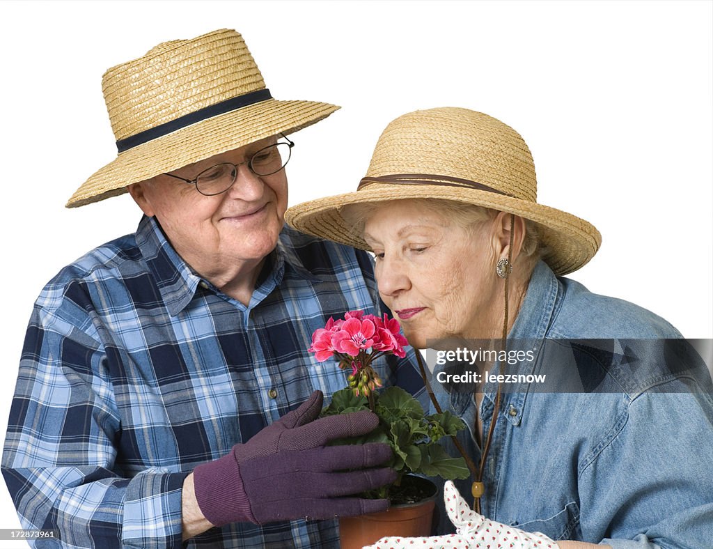 Senior Couple with Geranium
