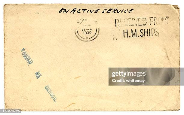 on active service - world war two envelope, 1939 - 1939 stock pictures, royalty-free photos & images