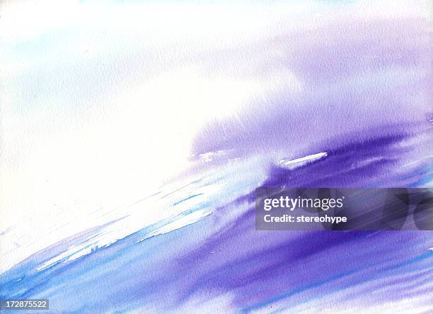 bildbanksillustrationer, clip art samt tecknat material och ikoner med watercolor wave with purple and blue - smutsfläckad