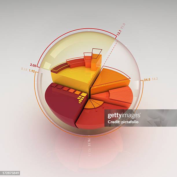 diagramma a torta - 3d charts foto e immagini stock