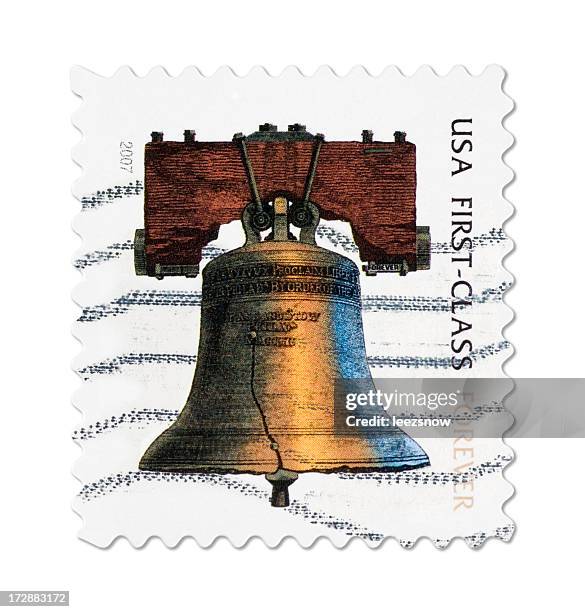 forever stamp isolated on a white background - liberty bell stock pictures, royalty-free photos & images