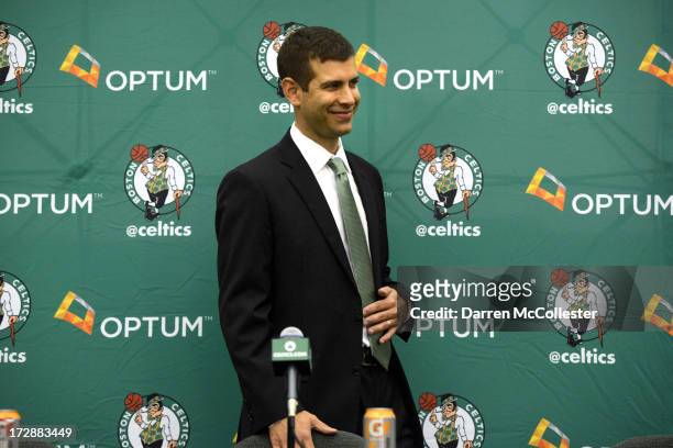New Boston Celtics head coach Brad Stevens is introduced to the media July 5, 2013 in Waltham, Massachusetts. Stevens was hired away from Butler...