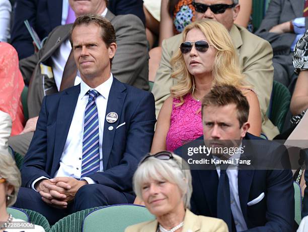 Stefan Edberg and Annette Edberg attend Day 11 of the Wimbledon Lawn Tennis Championships at the All England Lawn Tennis and Croquet Club on July 5,...
