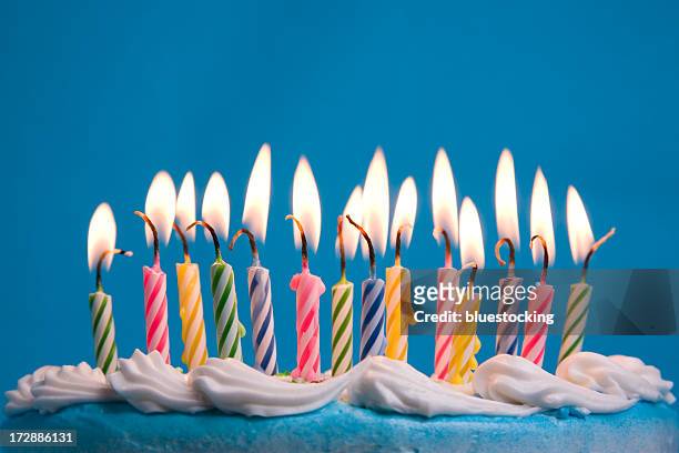 birthday candles - birthday cake stock pictures, royalty-free photos & images