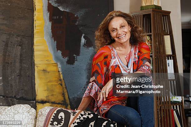 Figaro ID: 085874-019. Fashion designer Diane von Furstenberg is photographed for Le Figaro Magazine on May 18, 2009 in Paris, France. CREDIT MUST...