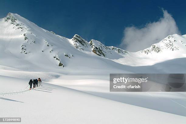 sci alpinismo in montagne rocciose canadesi - telemark foto e immagini stock