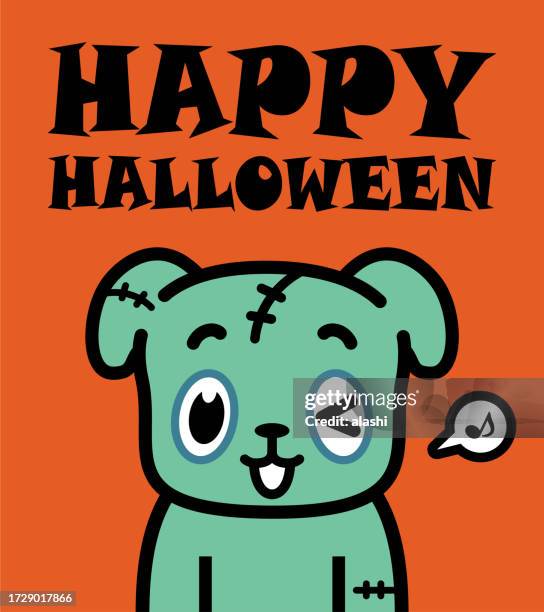 ilustrações, clipart, desenhos animados e ícones de design de personagem bonito de halloween de um cão zumbi - articulação de animal