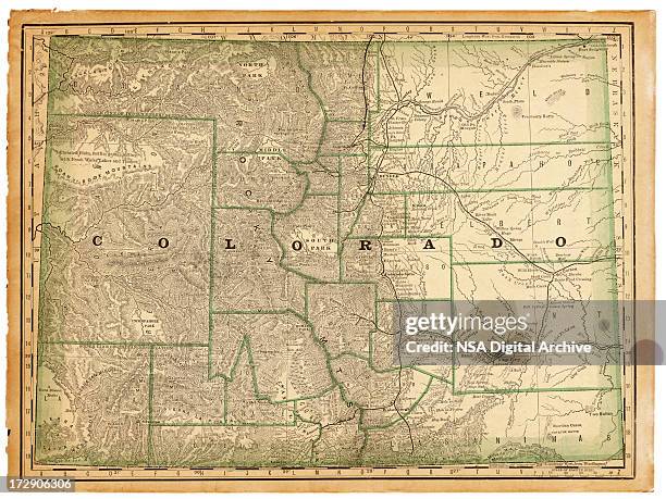 colorado old map - geographical border stock illustrations