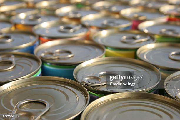 tin cans - canned goods stock pictures, royalty-free photos & images