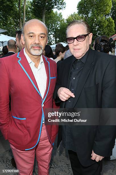 Christian Louboutin and Herve l.Leroux attends the Chambre Syndicale de la Haute Couture cocktail party at Palais De Tokyo on July 4, 2013 in Paris,...