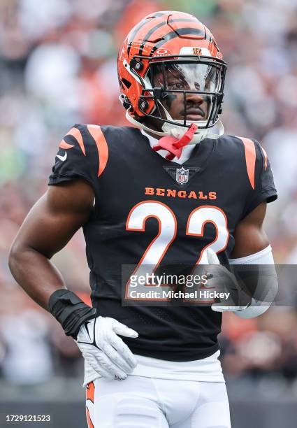 Chidobe Awuzie of the Cincinnati Bengals is seen during the game against the Seattle Seahawks at Paycor Stadium on October 15, 2023 in Cincinnati,...