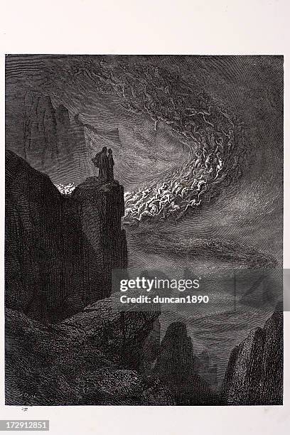 the tempest of hell - ravine stock illustrations