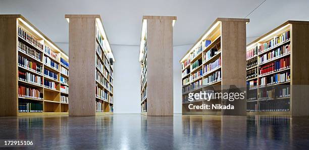 bookshelves - library empty stock pictures, royalty-free photos & images