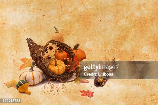 Cornucopia on Texture Background Cornucopia on Texture Background